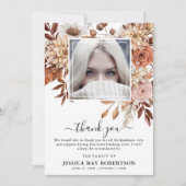 Carte De Remerciements Automne Fleur d'automne Photo Funérailles commémor (Devant)