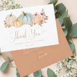 Carte De Remerciements Automne Floral Boho Citrouille Fête des mariées<br><div class="desc">Carte de remerciements nuptiale citrouille boho automne. Cette carte de remerciements de douche nuptiale d'automne présente un design boho fleuri avec des citrouilles d'aquarelle. La carte de remerciements est décorée dans des tons bleu poussiéreux, terre cuite, orange poussiéreux, violet, tan et beige. Le wedding shower parfait vous remercie pour une...</div>