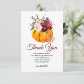 Carte De Remerciements automne, floral, citrouille (Debout devant)