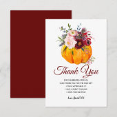 Carte De Remerciements automne, floral, citrouille (Devant / Derrière)
