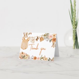 Carte De Remerciements Automne Floral Petit Baby shower Citrouille