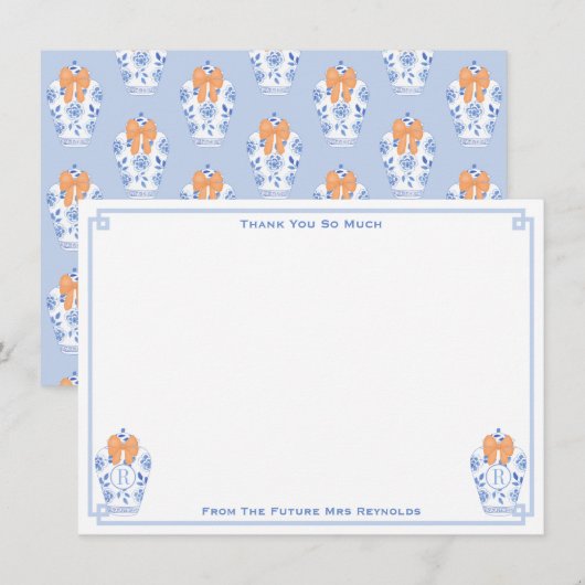 Carte De Remerciements Automne Monogramme Pot à gingembre Shower de Maria (Devant / Derrière)