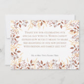 Carte De Remerciements Automne rouille & Brown Boho Mariage moderne (Dos)