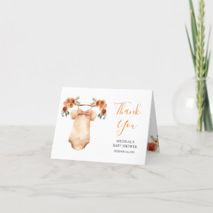 Carte De Remerciements Automne Rustique Floral Vêtements de bébé Baby sho