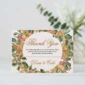 Carte De Remerciements Automne Rustique Orange Verdure Aquarelle Mariage (Debout devant)