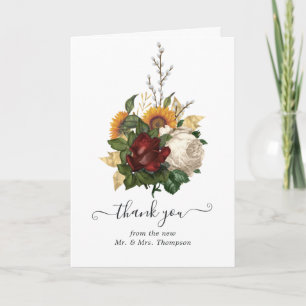 Carte De Remerciements Automne rustique - Photo de mariage floral d'autom