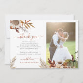 Carte De Remerciements Autumn fall botanical rustic photo wedding (Devant)