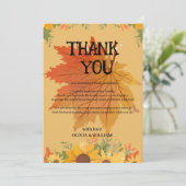 Carte De Remerciements Autumn Floral Thanksgiving Dinner  (Debout devant)