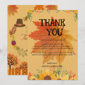 Carte De Remerciements Autumn Floral Thanksgiving Dinner  (Devant / Derrière)