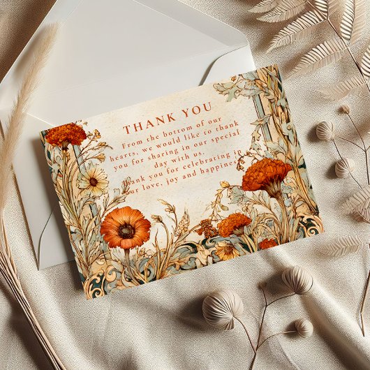 Carte De Remerciements Autumn Wildflower Botanical Wedding