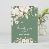 Carte de remerciements aux fleurs blanches et rose (Debout devant)