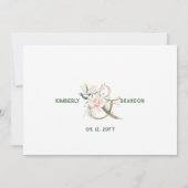 Carte de remerciements aux fleurs blanches et rose (Dos)