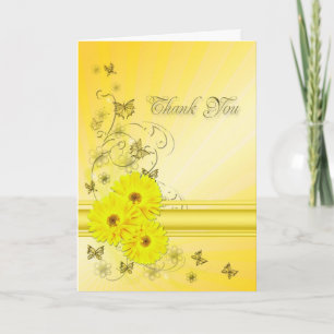 Carte de remerciements aux fleurs jaunes
