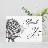 Carte de remerciements aux fleurs noires et blanch (Debout devant)