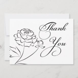 Carte de remerciements aux fleurs noires et blanch