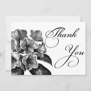 Carte de remerciements aux fleurs noires et blanch