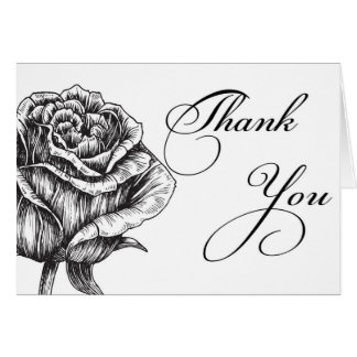 Carte de remerciements aux fleurs noires et blanch