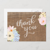 carte de remerciements aux fleurs pastel, dentelle (Devant / Derrière)