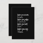 Carte De Remerciements avant d'assumer apprendre avant de juger comprendr (Devant / Derrière)