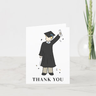 Carte De Remerciements Avatar de garçon personnalisé   Graduation au lycé