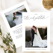 Carte De Remerciements Avec Amour et Gratitude, Chic Photo Mariage