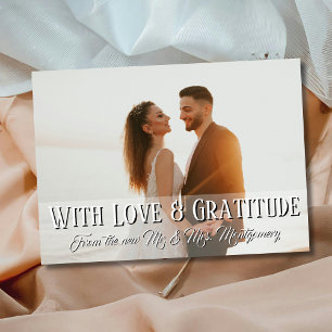 Carte De Remerciements Avec amour et gratitude Mariage Photo Dusty Rose