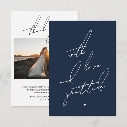 Carte De Remerciements Avec amour et Gratitude message pré-imprimé (Devant / Derrière)