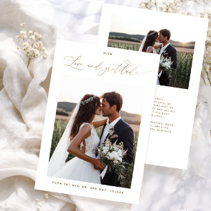 Carte De Remerciements Avec amour et gratitude, Photo de mariage en or
