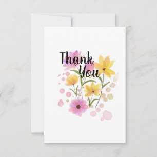 Carte de remerciements avec Fleurs Jaunes et Viole