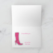 Carte de remerciements avec/ fun Boot rose & point (Intérieur)