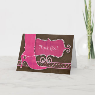 Carte de remerciements avec/ fun Boot rose & point