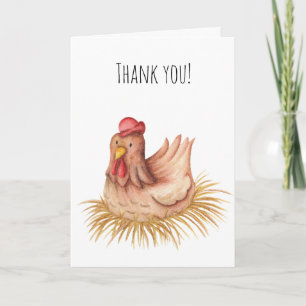 Carte de remerciements avec illustration de poule