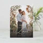 Carte De Remerciements Avec Love Gold Script Mariage Photo (Debout devant)