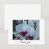 Carte de remerciements avec orchidées blanches et (Devant / Derrière)
