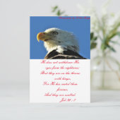 Carte de remerciements avec photo d'aigle & Ecritu (Debout devant)