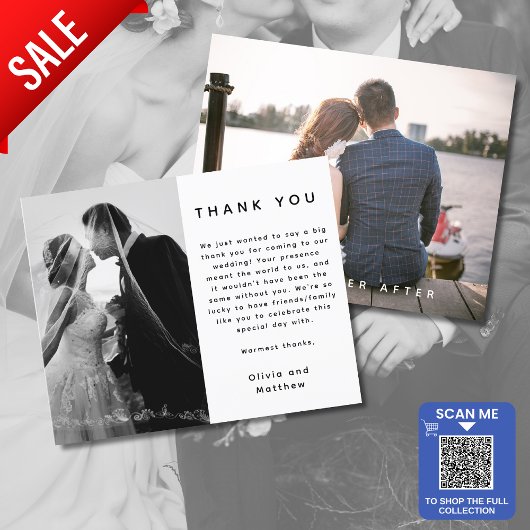 Carte de remerciements avec photo et texte des deu