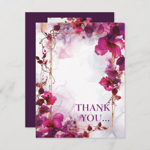 Carte De Remerciements Avec photo fushsia Enchantage : Mariage aquarelle