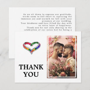 Carte De Remerciements Avec photo LGBTQ+ Entrelacé dans la Fierté