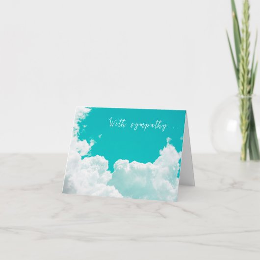 Carte De Remerciements Avec Sympathy Blue Turquoise Sky Nuages (Devant)