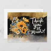 Carte de remerciements avec tournesol (Devant / Derrière)