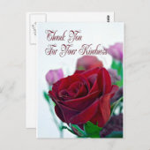 Carte de remerciements avec une rose rouge classiq (Devant / Derrière)