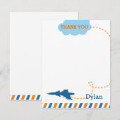 Carte De Remerciements Avion à réaction - Avion de combat (Devant / Derrière)