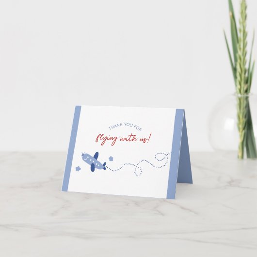 Carte De Remerciements Avion adorable Comment le temps vole fête d'annive (Devant)