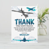 Carte De Remerciements Avion Aviation Tout âge Anniversaire Partie (Debout devant)