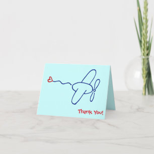 Carte De Remerciements Avion Bleu Marine avec Note de Remerciement Cœur R