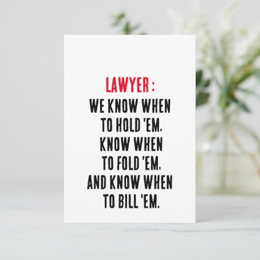 Carte De Remerciements Avocat Nous savons quand les tenir, savoir quand p (Debout devant)