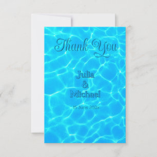 Carte De Remerciements Azur Turquoise Bleu Réflexion d'eau Minimalisme