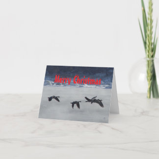 Carte De Remerciements B48 Geese Over Frozen River Christmas Card