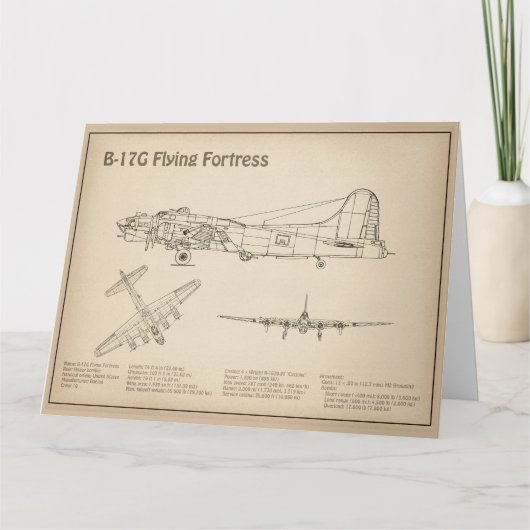 Carte De Remerciements B-17 Forteresse Volante - Plan directeur de l'avio (Devant)