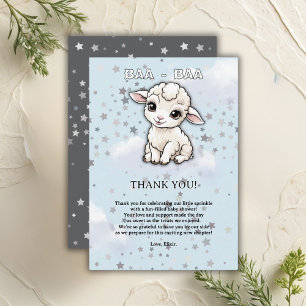 Carte De Remerciements Baa-Baa Un Petit Baby shower D'Étoiles D'Agneau